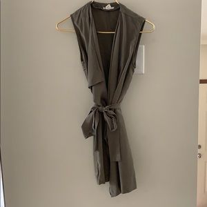 Olive green tie waist vest